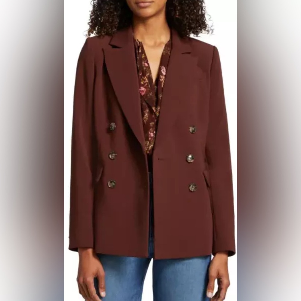 NWT PAIGE Stylish Double Breasted Malbec Women's Blazer, Color Merlot, Size 10